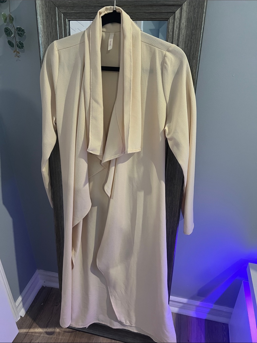 Light Cream Open Front Duster Coat
